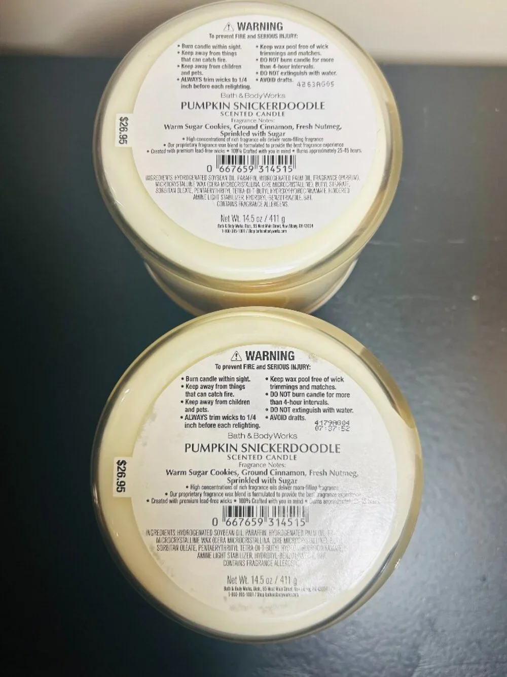 (2) Bath & Body Works Pumpkin Snickerdoodle 14.5 oz. 3-Wick Candles NEW